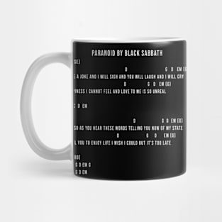 Paranoid Chords Lyrics Mug